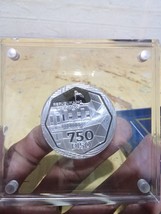 Philippine 750-piso 75th Anniversary of CBP – SILVER in ACRYLIC case - $290.82