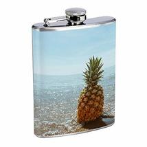 Beach Pineapple Hip Flask Stainless Steel 8 Oz Silver Drinking Whiskey Spirits E - £7.95 GBP
