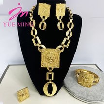 Jewelry Set For Women 18K African Lion Head Accessories Earrings Necklace Bracel - £41.09 GBP