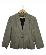 VTG Lauren Ralph Lauren Blazer Womens 12 Gray Worsted Wool One Button Ca... - $74.45 CAD