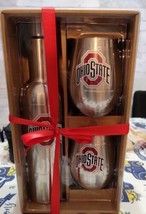 Ohio State Buckeyes 28 oz. Stainless Steel Bottle &amp; 12oz. Tumblers Gift Set New  - £29.45 GBP