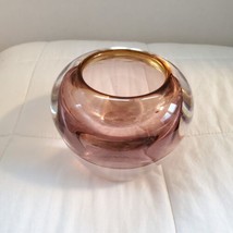 Glass Crystal Paperweight Pink Purple Swirl Glitter Made In Poland - £18.77 GBP