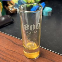 1800 Tequila Tall Shot Glass Yellow Gold Bottom scratch on back - $9.89