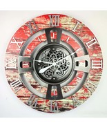 ENGLAND LINE WALL CLOCK ROUND 36 INCH RED LAVA - $339.99