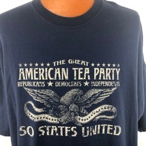 The Great American Tea Party T Shirt 3XL Blue Taxed Enough Already Eagle... - $20.24