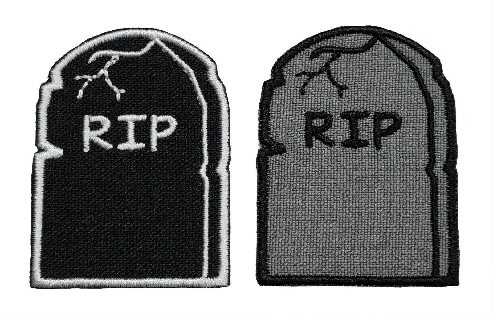 Tombstone Embroidered Applique Iron On Patch 1.5&quot; x 2&quot; Halloween Trick O... - $4.65