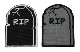 Tombstone Embroidered Applique Iron On Patch 1.5&quot; x 2&quot; Halloween Trick Or Treat - £3.58 GBP