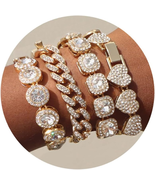 4PCS Gold Bracelets for Women Silver Clustered Tennis Bracelet for Women... - $38.88 CAD