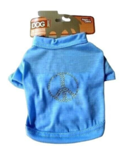 Paws N Claws Dog Shirt Blue Studded Retro Peace Sign Size Small 7 - 12-l... - $12.92