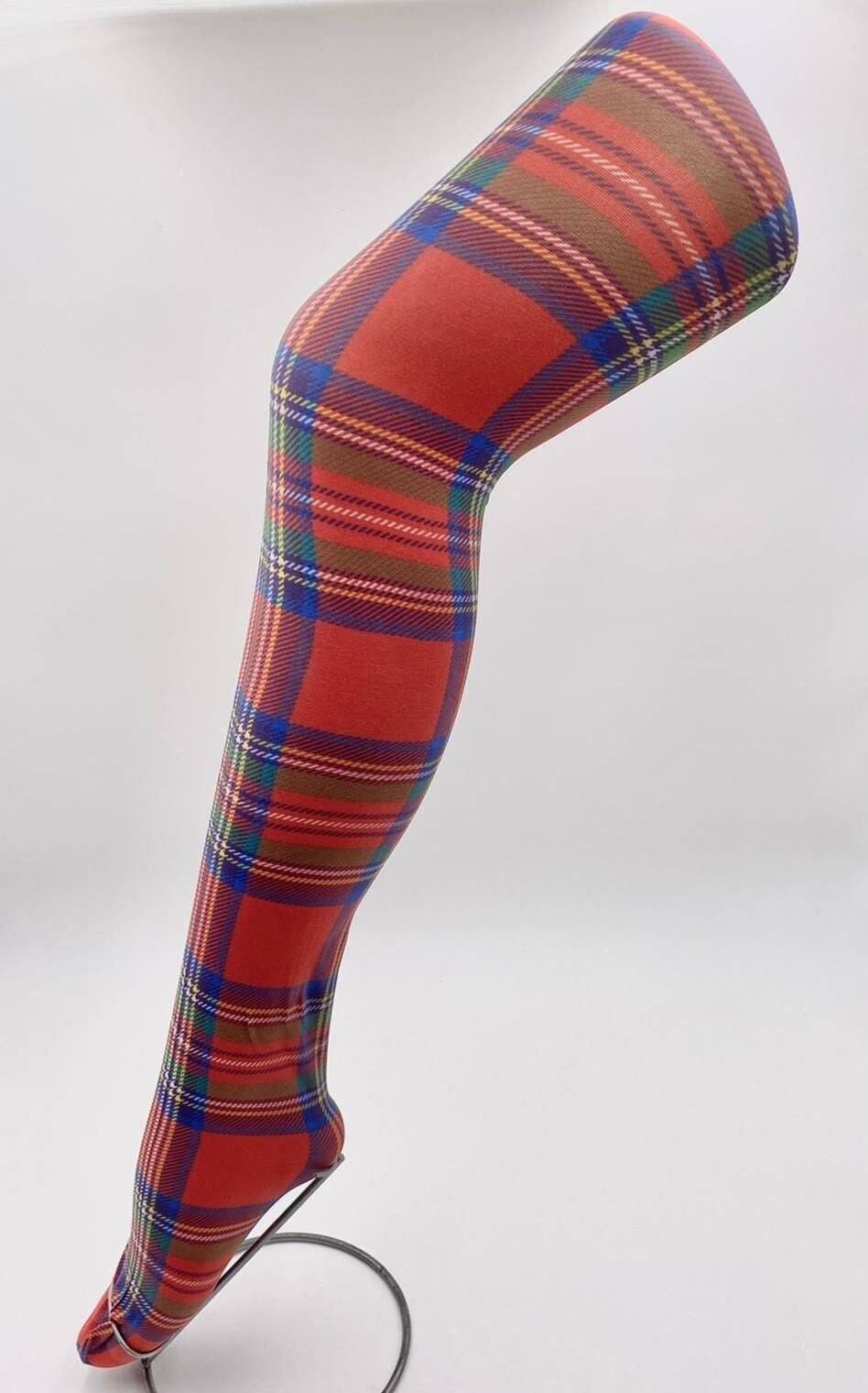 TARTAN PLAID Print Tights 4 x colours Opaque Hosiery PANTYHOSE Printed P... - $15.56
