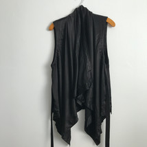 Zara Satin Effect Vest M Black Sleeveless Draped Belt Blouse Gothic Emo ... - $21.11