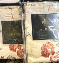 New Vtg Ralph Lauren VILLANDRY Floral Sateen Cotton King Pillow Shams 1 Pair - £58.62 GBP