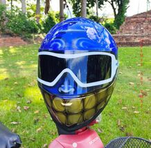 BLUE CUSTOM SMILEY FACE MOTORCYCLE HELMET - $315.00