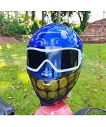 BLUE CUSTOM SMILEY FACE MOTORCYCLE HELMET - $315.00