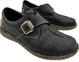 Born Concept women&#39;s Black Leather Slip-On Buckle Strap Shoes LW32021 si... - $22.02