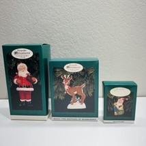 Hallmark Ornaments Santa Reindeer Elf Christmas Set 3 Collector&#39;s 1996 Keepsakes - £17.62 GBP