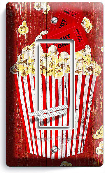 POP CORN TV ROOM HOME MOVIE THEATER RUSTIC 1 GANG GFCI LIGHT SWITCH PLATES DECOR