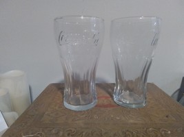 Set Of 2 (Two) Vintage COCA-COLA Clear Glass 6 Inches Tall* - £5.45 GBP