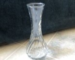 Hoosier Glass 4064 Pressed Clear Glass 6&quot; Vintage Bud Vase Swirl Ribbed - $15.04