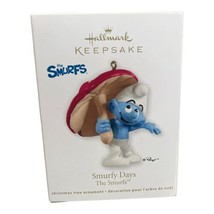 2012 Hallmark Keepsake Ornament The Smurfs Smurfy Days Mushroom Umbrella Rain - £11.27 GBP