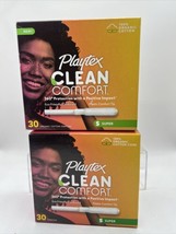 (2) Playtex Clean Comfort S  Tampons 30 Ct Super Organic Cotton - $16.99