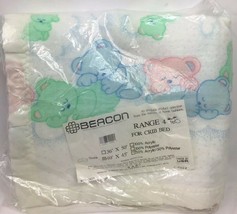 Vintage Beacon Baby Crib Blanket Acrylic Polyester Satin Trim Teddy Bears - $34.64