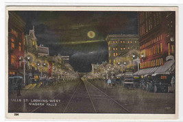 Falls Street Cars Night Niagara Falls New York 1920s postcard - £5.08 GBP