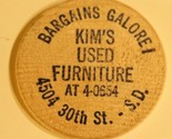Vintage Kim&#39;s Used Furniture Wooden Nickel South Dakota - £3.18 GBP