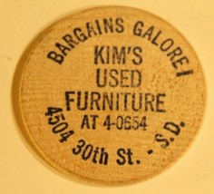 Vintage Kim&#39;s Used Furniture Wooden Nickel South Dakota - $3.95