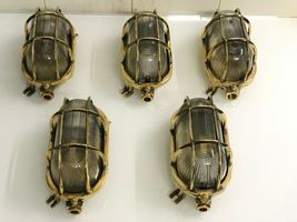 Wall Sconce Brass Metal Nautical Bulkhead Double Cage Light Fixture Lot Of 5 - $550.44