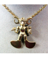 14K Gold on Sterling 925 Silver Aztec Tribal Warrior God Pendant Necklac... - £74.00 GBP