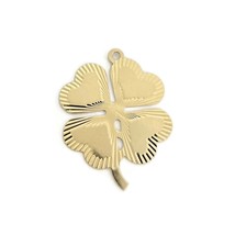 Vintage Lucky Four-Leaf Clover Pendant Charm 14K Yellow Gold, 2.80 Grams - £310.71 GBP