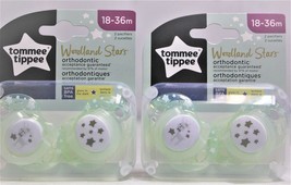 4 New Pacifiers Tommee Tippee Woodland Stars 18-36m 2-pack Glow in Dark - £11.00 GBP