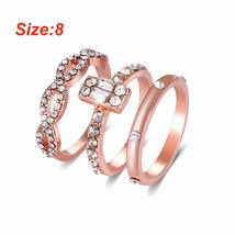 3Pcs/Set Geometry Intersect Crystal Engagement Gifts Party Jewelry Finger Rings  - £7.20 GBP