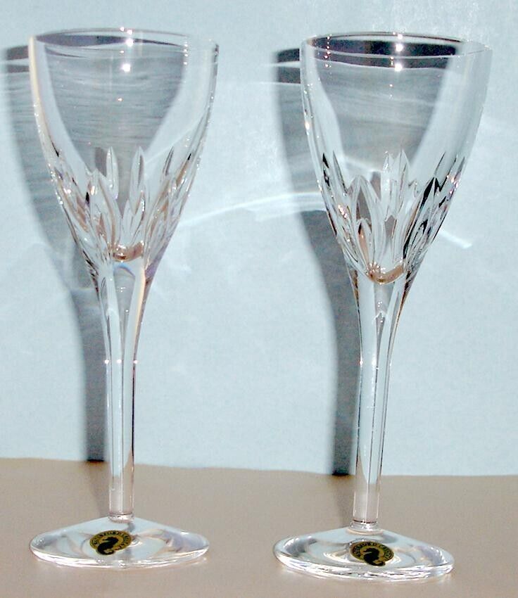Waterford Crystal ABBINGTON SET/2 Claret Wine Glasses 6oz Wedge Cuts Ireland New - $98.90