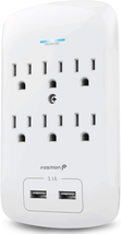 6 Outlet Surge Protector 1200 Joules with 2 USB Ports Charger (3.1A), Mu - £22.61 GBP
