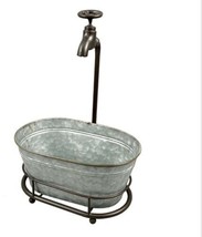 Metal Galvanized Pot Planter With Hydrant  - £119.06 GBP
