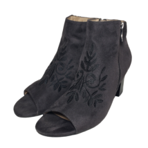 Andrew Geller Womens Gray Faux Suede Floral Open Toe Zip Ankle Booties Size 9.5 - £32.16 GBP