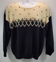 MM) Woman Eve &amp; Co Sweater 20W Plus Black Off-White Acrylic Rabbit Hair ... - £9.48 GBP