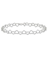 Sterling Silver 0.6mm Fancy Heart Link Anklet - $1,122.86 MXN