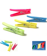 24 Clothes Pins Pegs Plastic Clothespins Laundry Spring Clips Bag Hangs ... - £15.71 GBP