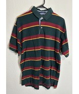 Tommy Hilfiger Men’s Green Red Striped Logo Polo Shirt Size Medium - $27.71