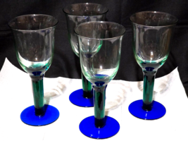 Vintage FOSTORIA F0S6 8.25&quot; Wine Glass - EMERALD &amp; SAPPHIRE - Beautiful ... - $17.98
