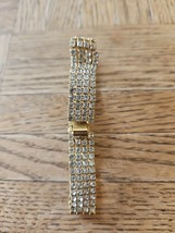 Adjustable Snap On Rhinestone Bracelet Gold Tone, Vintage  - $21.06 CAD