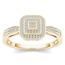 10K Yellow Gold 0.15 Ct Diamond Halo Vintage Style Engagement Ring - £305.40 GBP