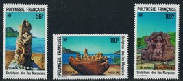 FRENCH POLYNESIA Sc# 567-569 (3) MNH Sculptures-Marquesas Islands (1991) Postage - £2.39 GBP