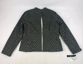 Scott Taylor Women&#39;s Jacket Open Front Dark Brown Ivory Polka Dots Vinta... - $13.85