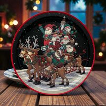 Vintage 1994 Potpourri Press Metal Christmas Round tray Sleigh Ride 13.5... - $21.78