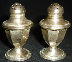 VINTAGE N.S. CO STERLING SILVER PEDESTAL SALT &amp; PEPPER SHAKERS SET/6 BEA... - $1,382.46 MXN