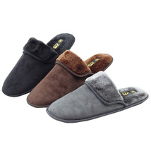 Men&#39;s Slide Slippers Faux Suede Fur Lined Cushioned Warm Shoes Size: S, M, L, XL - £4.75 GBP